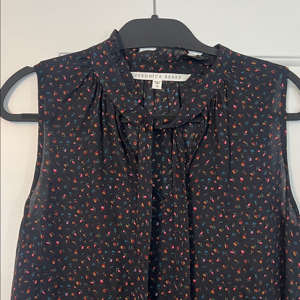 Veronica Beard Black Multicolor Floral Blouse